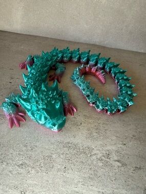 3D Printed Articulated Dragon Figure 18” Flexible Fidget Toy Fantasy Decor